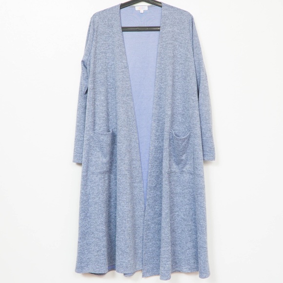 LuLaRoe Jackets & Blazers - LuLaRoe Sarah Heather Blue Knit Duster Pockets